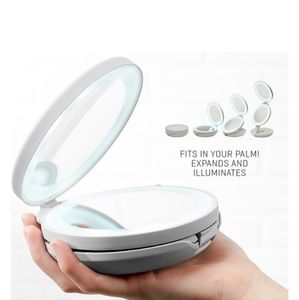 LIGHTED Sharper Image Dual LED Lighted Folding Mirror 10X magnification